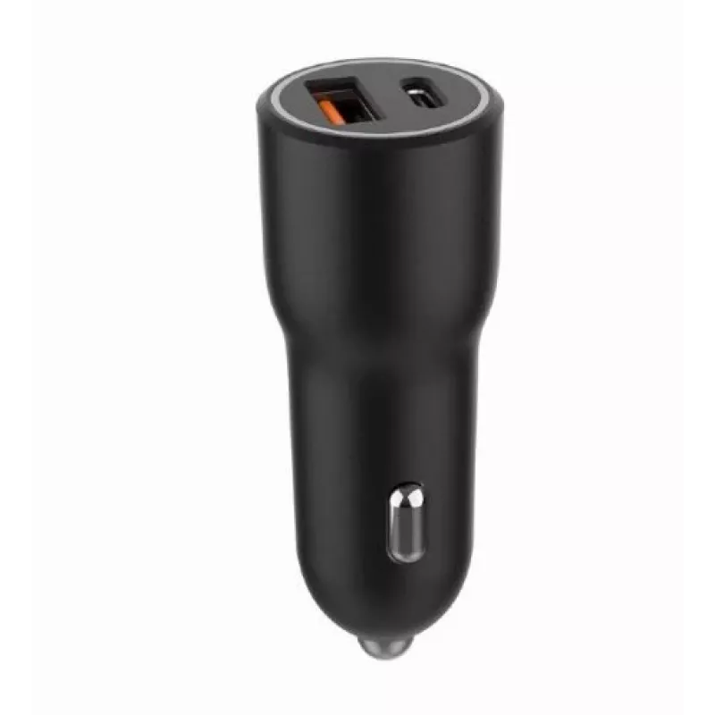 Automašīnas mobilās ierīces lādētājs Gembird TA-UC-AC2PDQC38-CAR-01, USB-C, 38W, 12–24V, melns