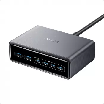 Lādētājs GeNPrime 200W GaN 4xUSB-C 2xUSB-A Melns