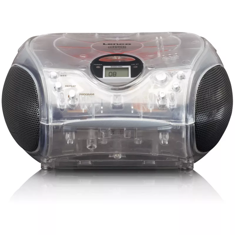 Portatīvs radio CD atskaņotājs Lenco SCD-24TR — FM, 4 W izejas jauda, LCD, teleskopiskā antena, maiņstrāva/līdzstrāva, 6×C baterijas