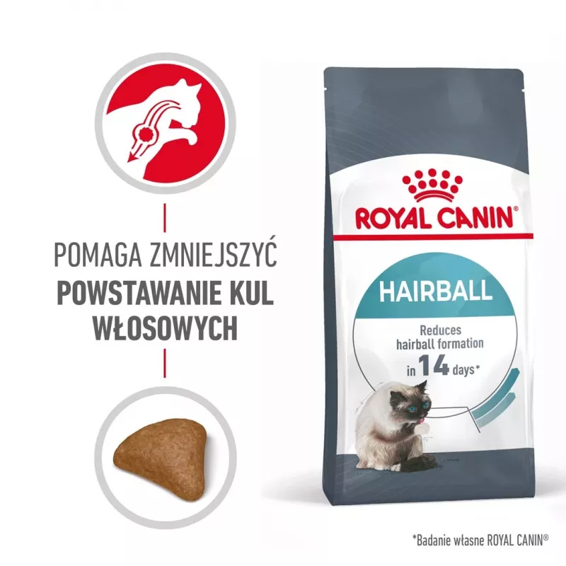 Sausā kaķu barība Royal Canin Hairball Care pieaugušiem kaķiem 2 kg — vista, 34% olbaltumvielu, 15% tauku