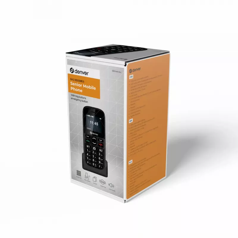 Mobilais tālrunis DENVER BAS-18500MEB 1,77 collas Dual SIM, 2G, 128x160, 800 mAh, Melns