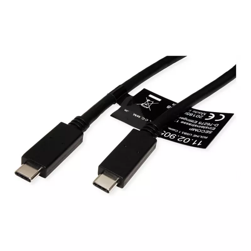 USB kabelis ROLINE 11.02.9057 USB 3.2 Gen 2 1m USB C Melns