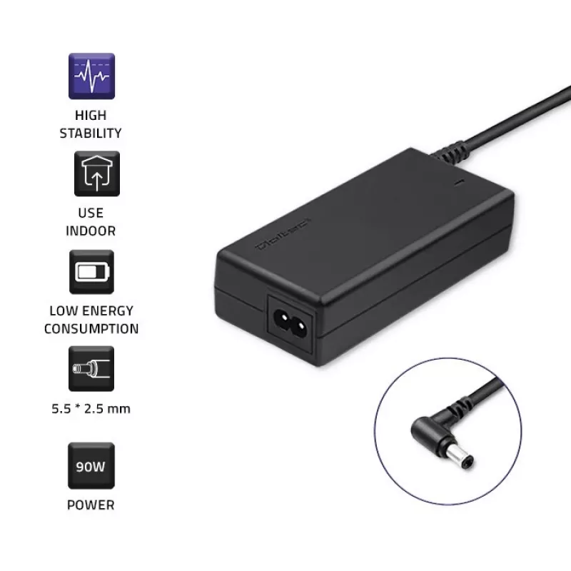 Qoltec 50075.90W Barošanas adapteris ASUS | 90W | 19V | 4,9A | 5,5*2,5 | + strāvas kabelis