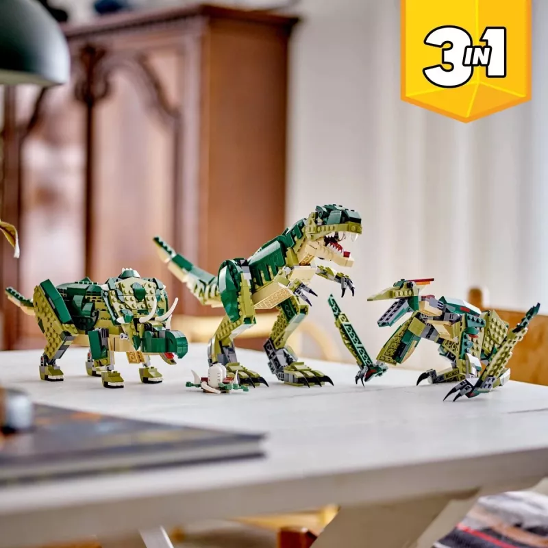 LEGO Creator 3-in-1 T.Rex būvējams modeļa komplekts, 626 gab., 150 mm augstums, vecums 9+