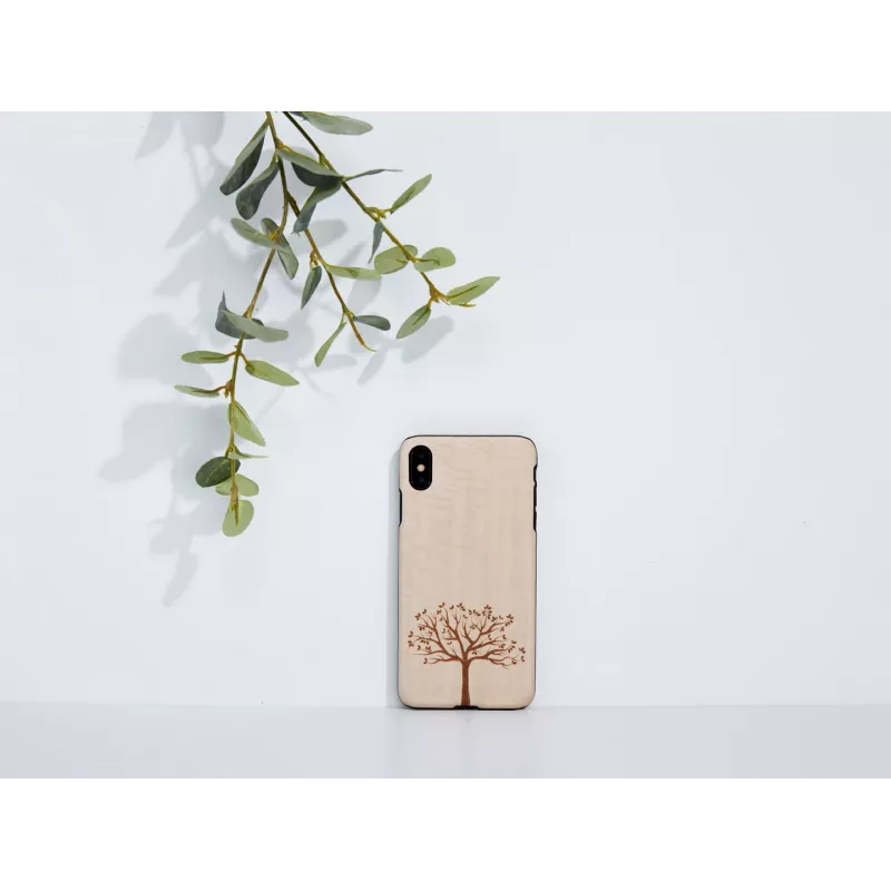 man and wood telefona maciņš iPhone XS Max — ābeles koks, melns