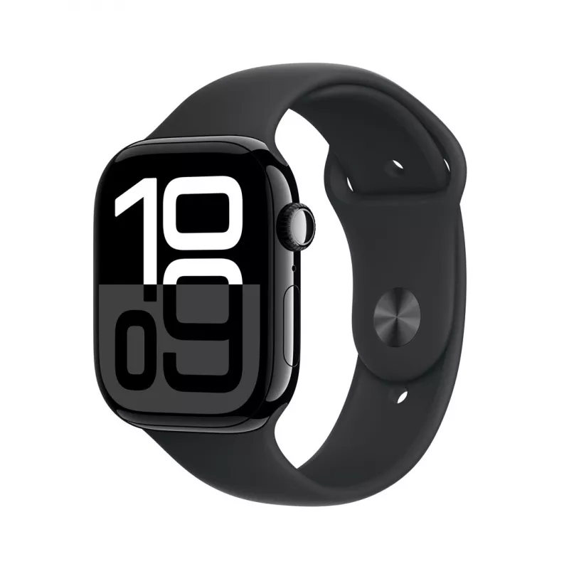Apple Watch Series 10 GPS 46mm Jet Melns Aluminium Case ar Melns Sport Band - M/L