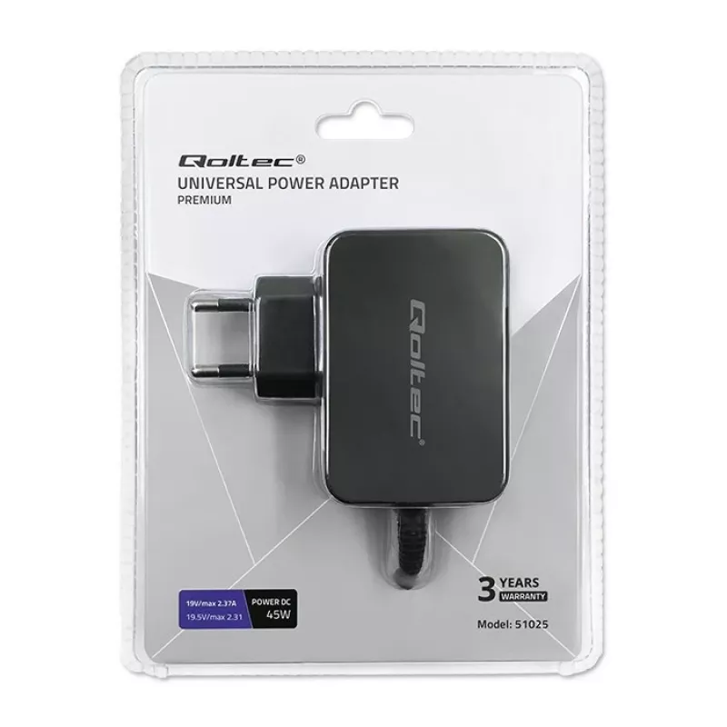 Qoltec 51025 barošanas adapteris/invertors iekštelpām Melns