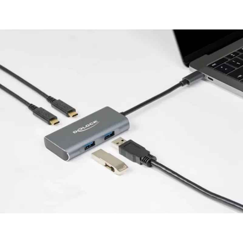 USB centrmezgls DeLOCK ārējais USB 10 Gbps USB Type-C centrmezgls 63260