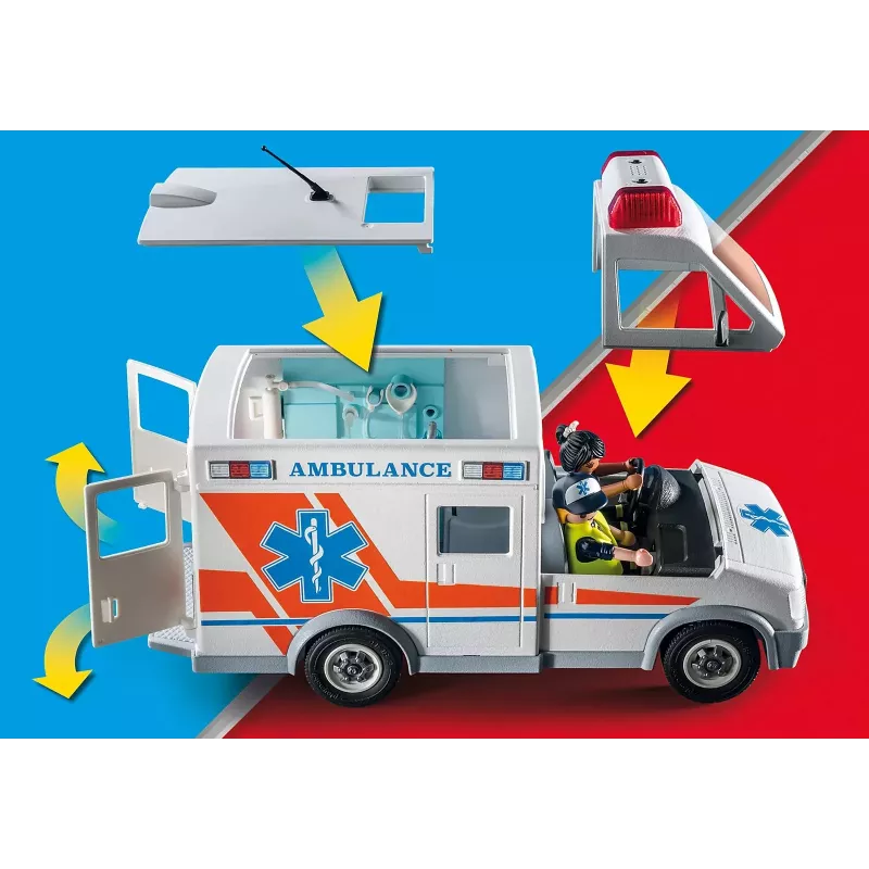 Rotaļlietu ātrās palīdzības automašīna PLAYMOBIL 71232 — daudzkrāsaina, vecumam no 4 līdz 10 gadiem, AAA baterija