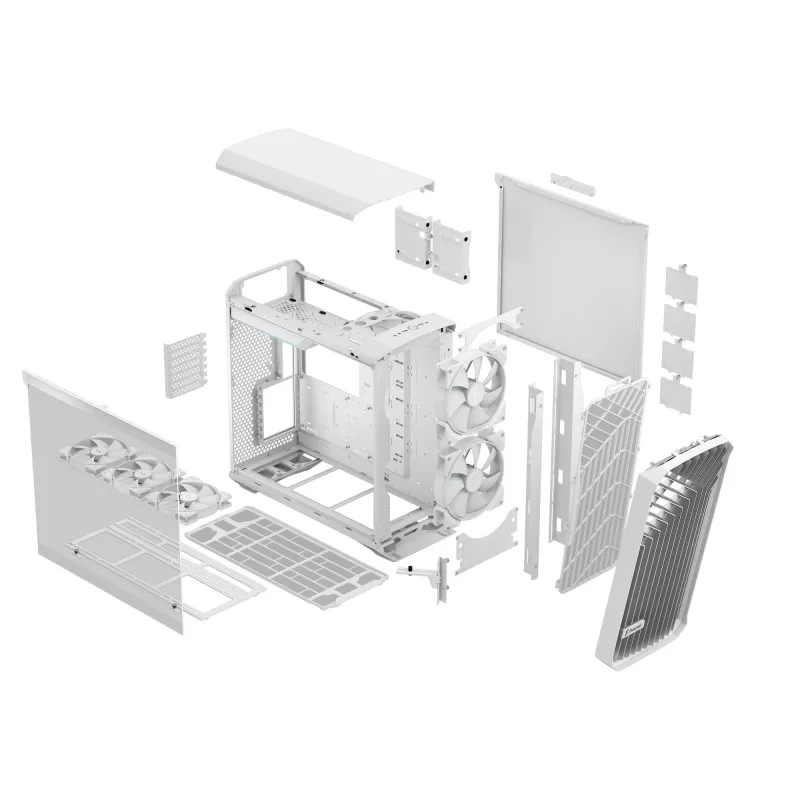 PC korpuss Fractal Design Torrent White — atbalsta ATX, EATX, microATX, ITX; 2x180 mm priekšējie ventilatori; 2.5 collu/3.5 collu sloti