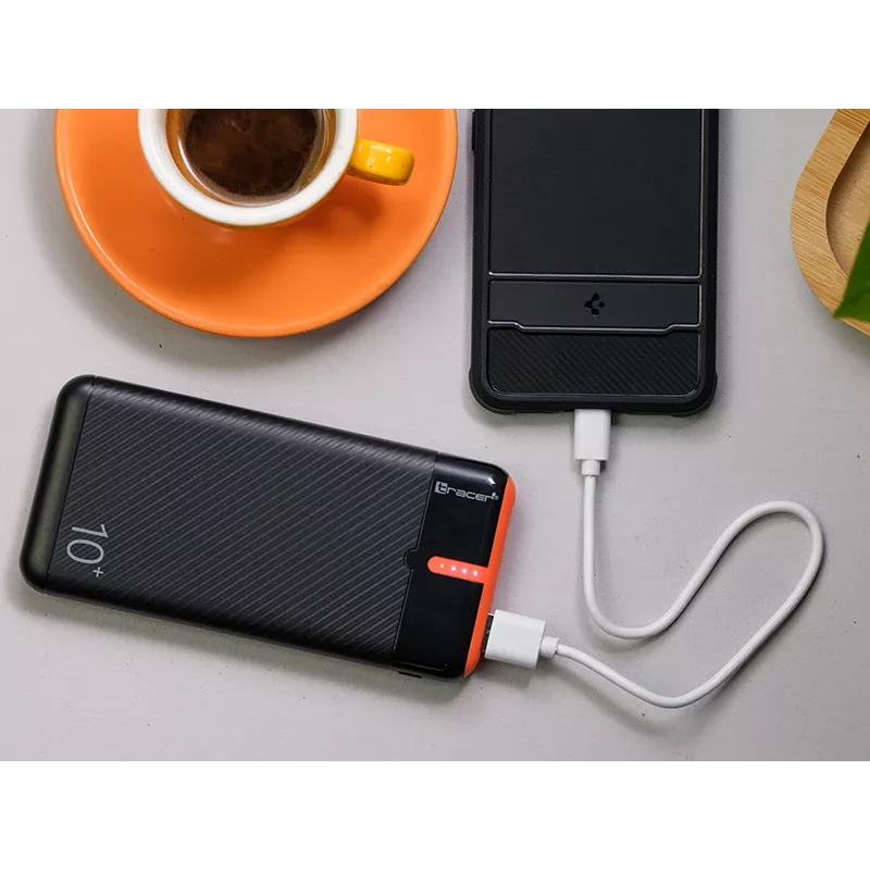 PowerBank EnerGo 10000mAh melns-oranžs