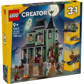 Konstruktors LEGO Creator 3-in-1 Haunted House modelis 31167 — 736 detaļas, 3 būvējumi, 5 minifigūras