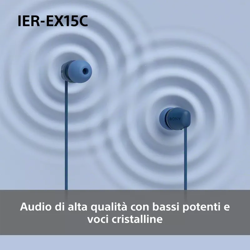 Sony IER-EX15C austiņas Vadu Ievietojamās Zvani/Mūzika USB Type-C Zilas