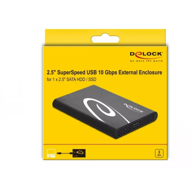 HDD/SSD korpuss DeLOCK 42610 Ārējais korpuss 2,5 collu SATA HDD/SSD