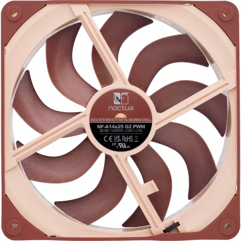 Ventilators Noctua NF-A14x25 G2 PWM 140 mm 1500 RPM SSO2 gultnis 4 kontaktu PWM bēšs