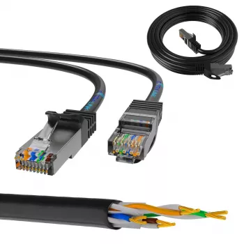 LAN ielāpu vads Extralink Cat5e FTP 1 m, F/UTP ekranēts, RJ-45 uz RJ-45, melns