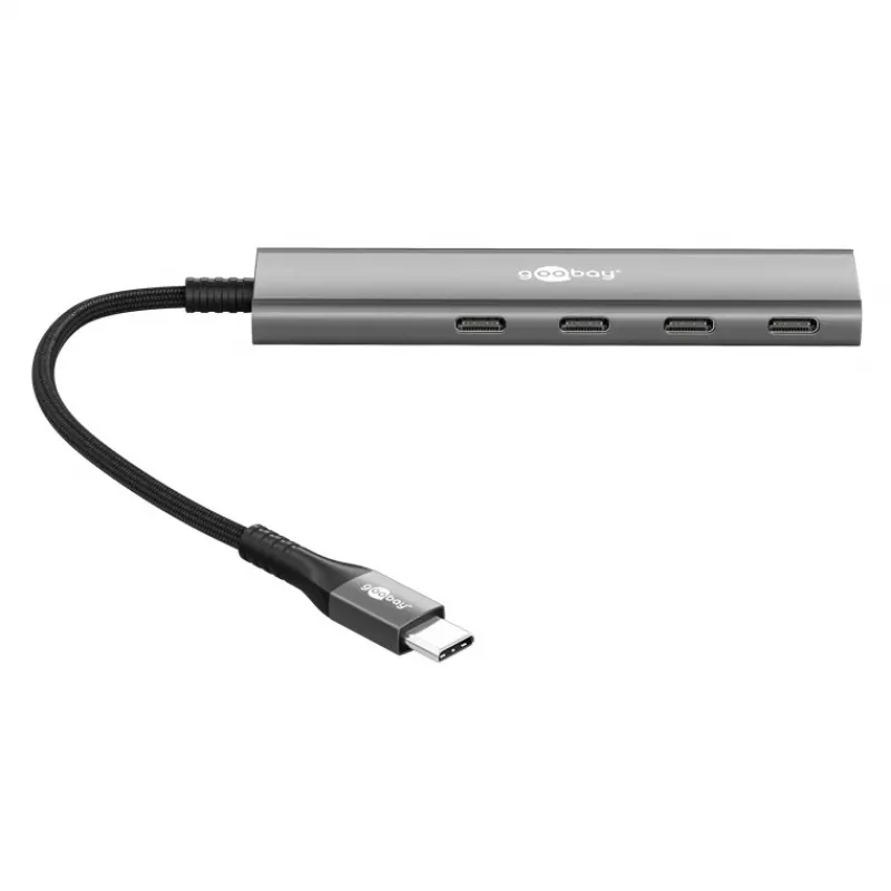 Goobay Slim 4 portu USB centrmezgls USB-C uz 5 Gbit/s - -Plug> 4x -Socket (76564)