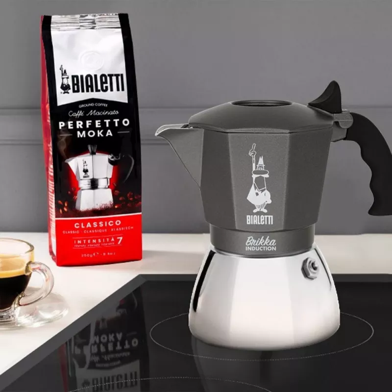 Kafijas automāts BIALETTI BRIKKA INDUCTION 4TZ 180 ml Antracīts, Sudrabs