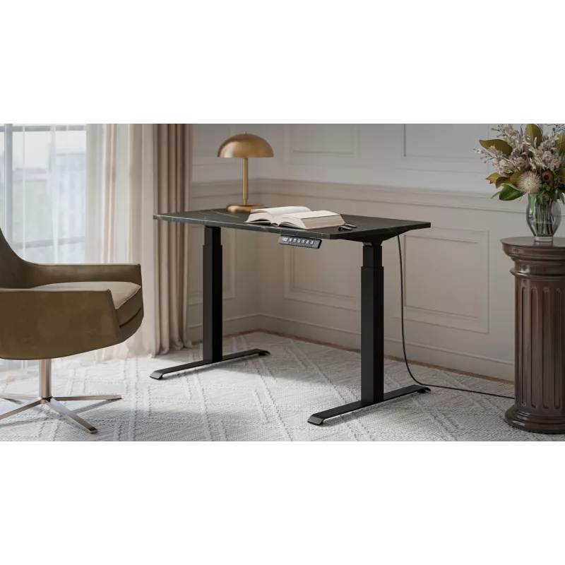 Cama Meble elektriski regulējams galds MOON 121x67 cm, taisnstūra skaidu plātnes virsma, 72–120 cm melns/san sebastian