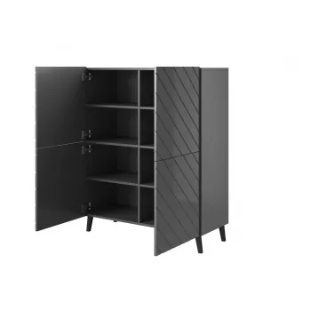 Shelving unit ABETO 100.5 x 40 x 121.5 cm grafīta/glancēts grafīta