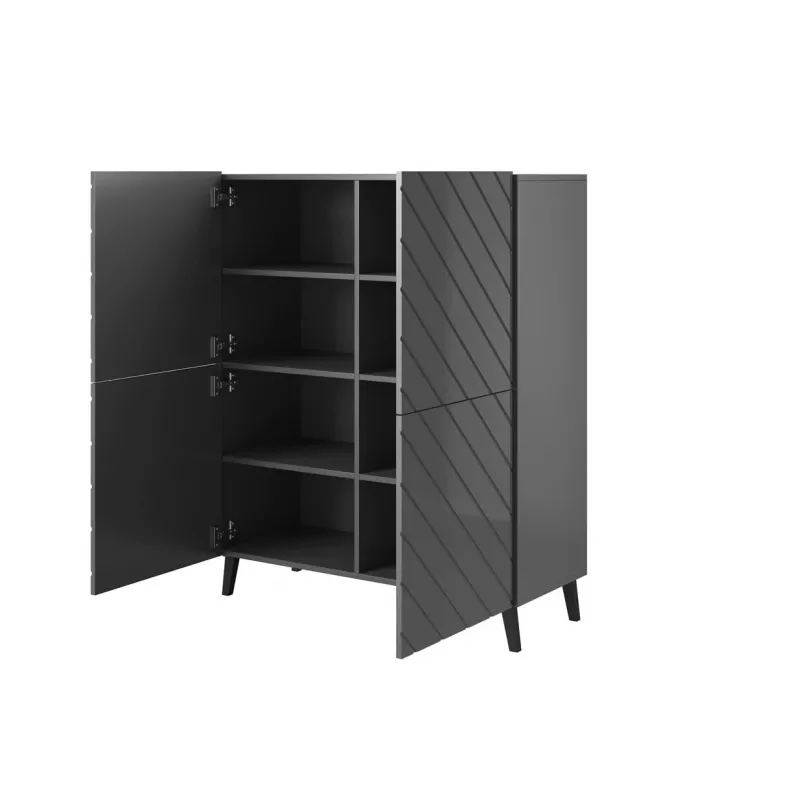 Shelving unit ABETO 100.5 x 40 x 121.5 cm grafīta/glancēts grafīta
