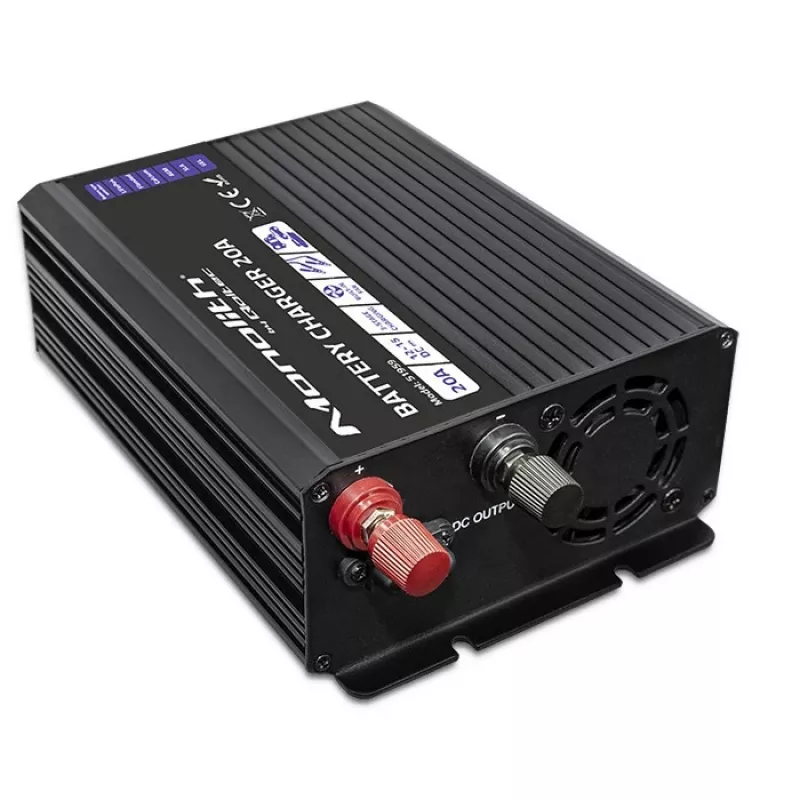 Lādētājs QOLTEC Monolith 20A 12V LiFePO4, AGM, GEL, SLA akumulatoriem