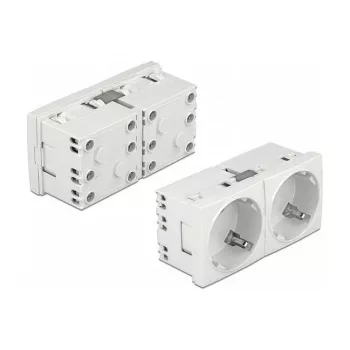 Sienas kontaktligzda DELOCK 81325 CEE 7/3, 250 V, 16 A, balta, ABS, 45×90×40 mm (5 gab.)
