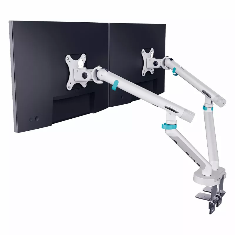 Monitoru statīvs DIGITUS Dual konstrukcija 2×35 collu ekrāniem, skava, 2×10 kg, VESA 75–100, slīpums -45–90°