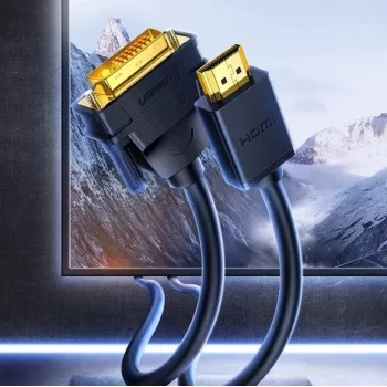 UGREEN DVI uz HDMI adaptera kabelis HD106 — DVI (vīrišķais) uz HDMI (vīrišķais), 1,5 m, FHD 1080p / 3840×2160