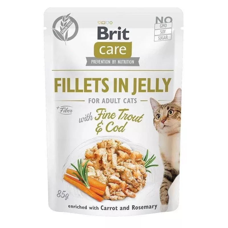 Mitrās kaķu barības paciņas Brit Care FJ Flavour Box želejā 12 x 85 g
