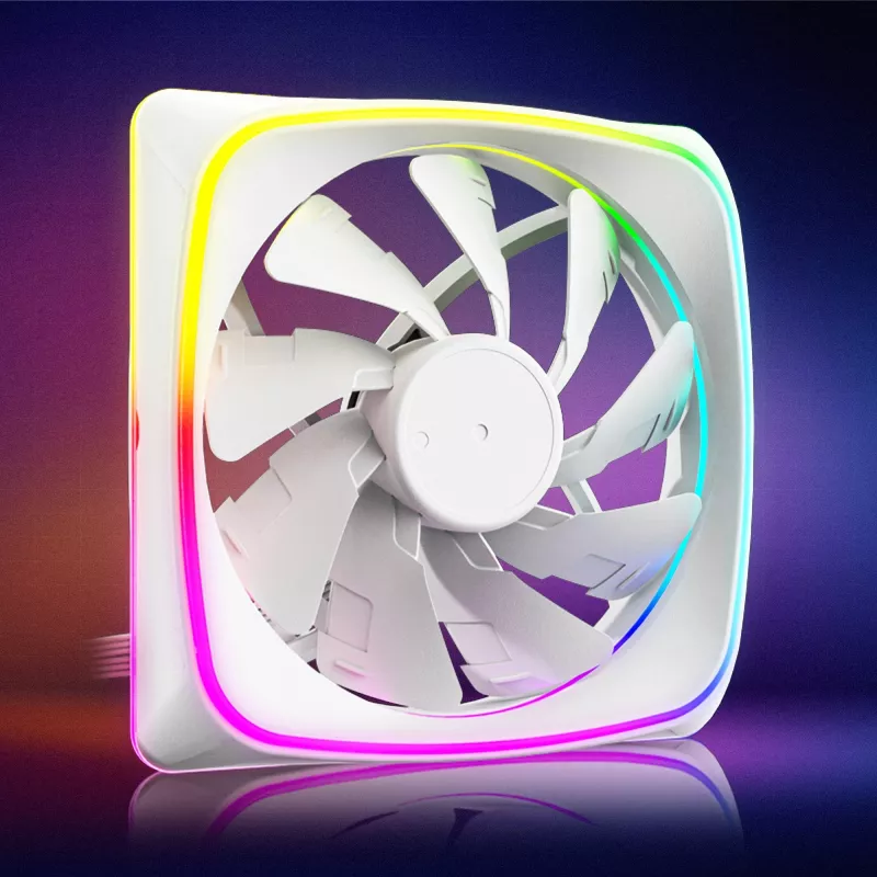 120 mm korpusa ventilators Sharkoon SHARK Lights RGB PWM balts — RGB apgaismojums, PWM ātruma kontrole