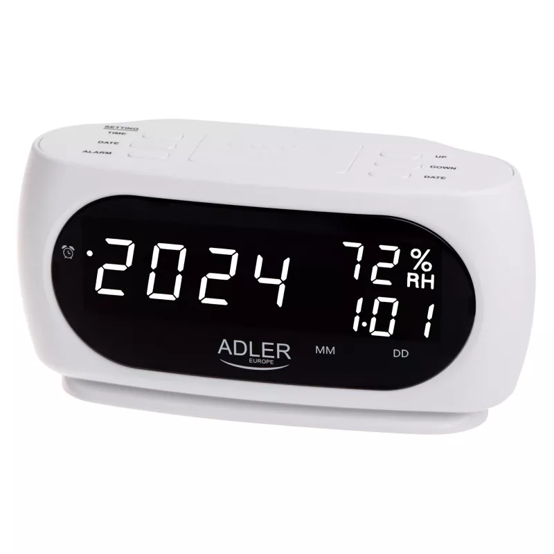 Adler AD 1186W modinātājpulkstenis Digitālais modinātājpulkstenis Melns, Balts