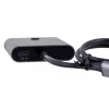 Dokstacija Unitek D1078A — USB-C centrmezgls, 2x USB-C ieeja, 1x USB-C izeja, 100 W PD, 4K atbalsts, 3480×2160 maks., pelēka