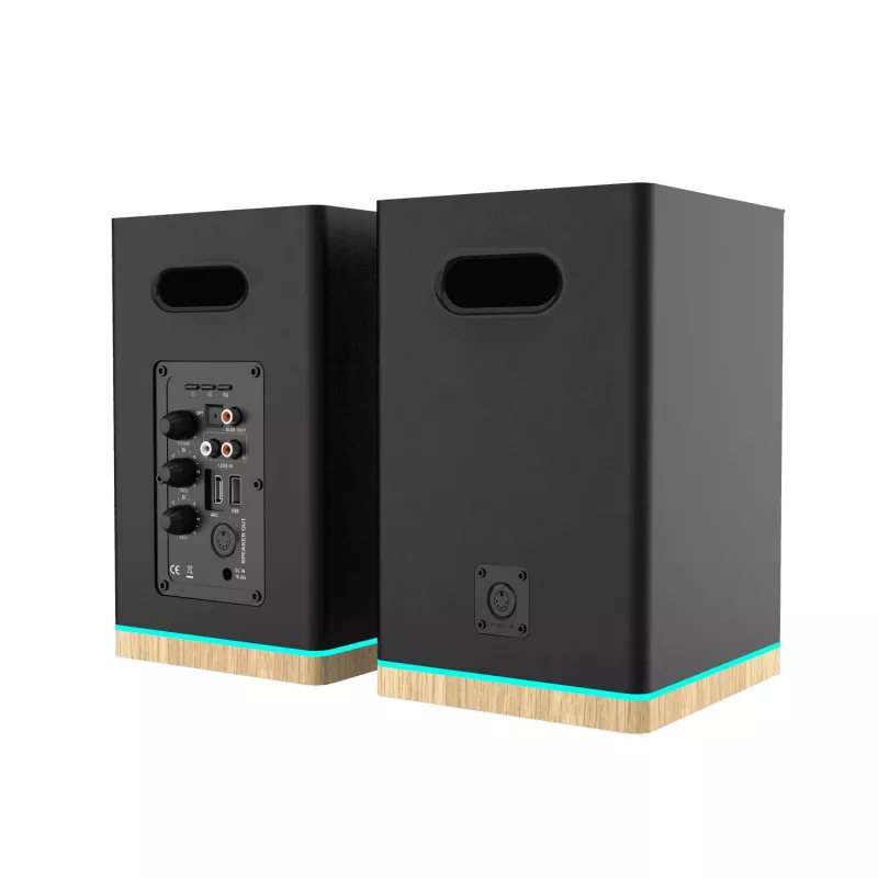 Plauktu skaļruņi Teac BS-60BK LED melni — Bluetooth, 2×90W, RCA, USB, optiskā ieeja, bass-reflex, tālvadības pults