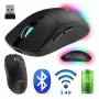 Bezvadu pele MEDIA-TECH MT1124 BT/RF Silent & Recharge — piemērota abām rokām, 3200 DPI, Bluetooth + 2,4 GHz USB, 6 pogas, uzlādējama