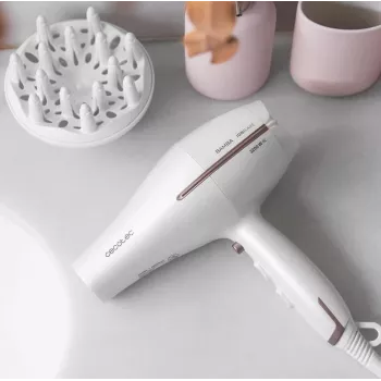 Cecotec matu žāvētājs | IoniCare 5300 Maxi Aura | 2200 W | 3 temperatūras iestatījumi | Jonu funkcija | Difuzora sprausla | Balts