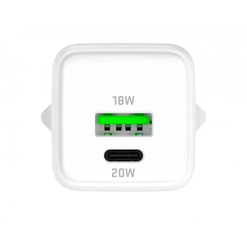 USB C/A tīkla lādētājs YENKEE YAC G38 20W 3A ar Power Delivery atbalstu (USB‑C un USB‑A)
