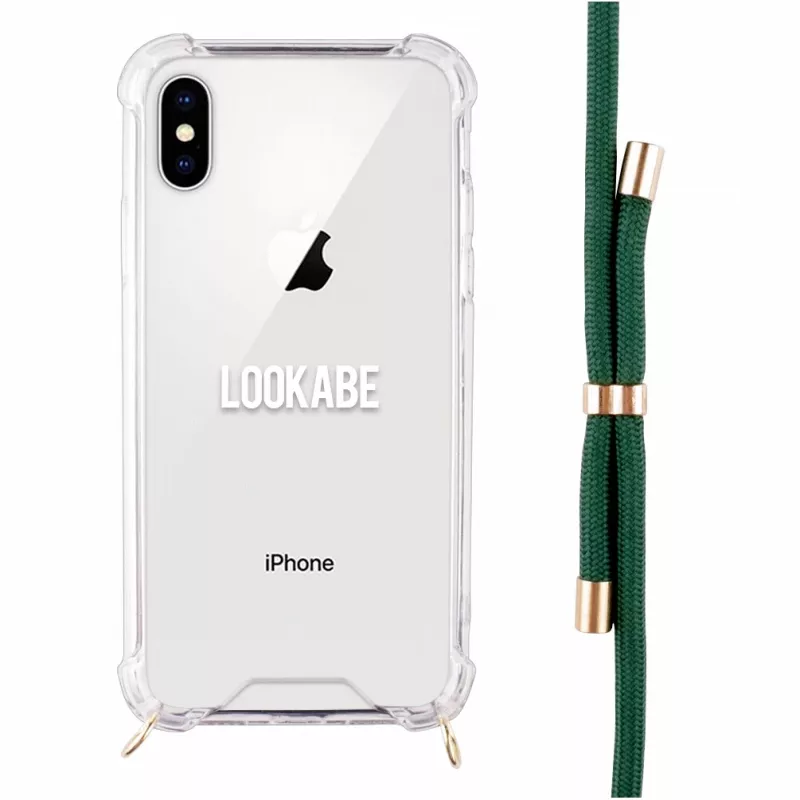 Telefona kulona maciņš Lookabe iPhone X / Xs — zelta krāsā ar zaļu siksniņu