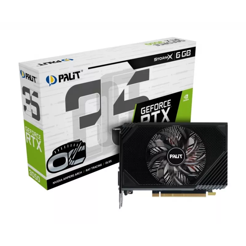 Grafikas karte PALIT GeForce RTX 3050 StormX OC — 6 GB GDDR6, 96-bit, PCIe 4.0, aktīvā dzesēšana