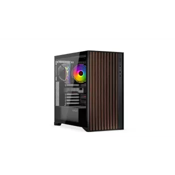 Datora korpuss KRUX Palum KRXD008 ATX melns — 2x3,5 collu nodalījumi, 2x2,5 collu nodalījumi, 2x120 mm ventilatori, GPU līdz 39,5 cm