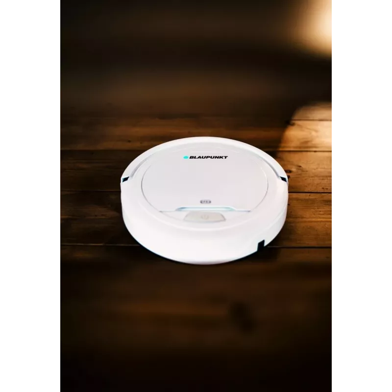 Putekļsūcējs robots BLAUPUNKT RVC201 — apaļš, balts, bezmaisa 0,5 L putekļu tvertne, 55 min darbības laiks