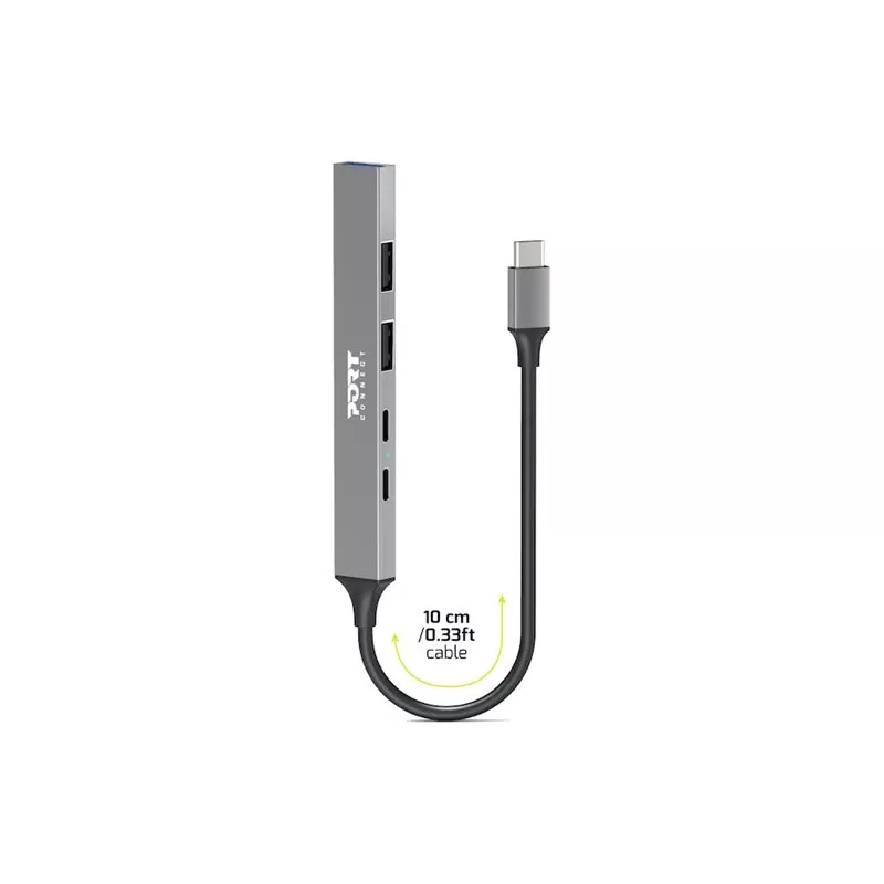 USB centrmezgls Port Designs 900163 Type-C 5000 Mbit/s Sudraba