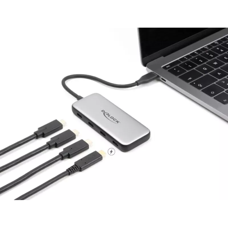 DeLOCK 64261 USB 3.2 Gen 1 Type-C centrmezgls 10000 Mbit/s Melns Pelēks