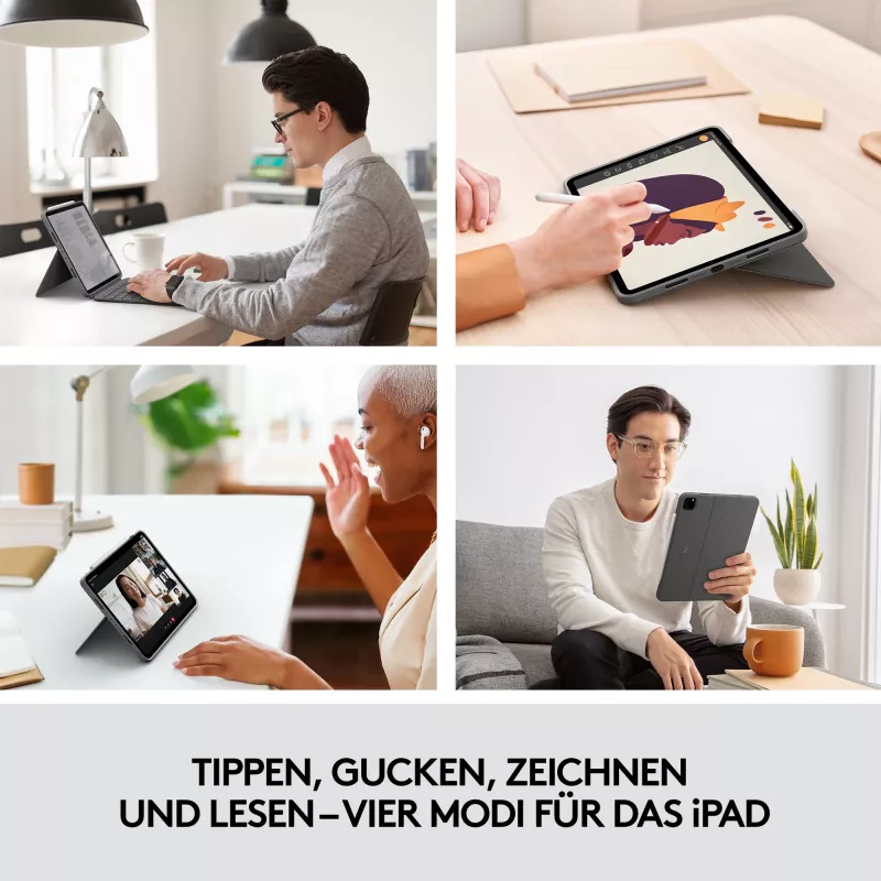 Korpuss ar tastatūru Combo Touch US iPad Pro 11 1.,2.,3. paaudze pelēks