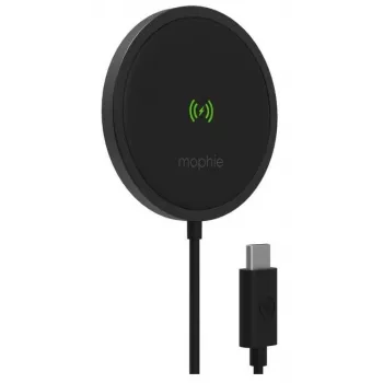 Bezvadu uzlādes paliktnis mophie 15W Snap Plus iekštelpu lādētājs viedtālrunim, melns