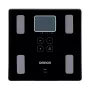 Omron VIVA elektroniskā personālie svari — kvadrātveida, melnā krāsā, maks. 150 kg, 100 g precizitāte, ķermeņa tauku/ĶMI/BMR mērīšana, 30 lietotāju atmiņa