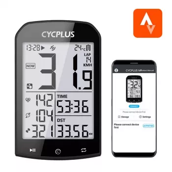 GPS velodators Cycplus M1, 2,0 collu ekrāns, Bluetooth