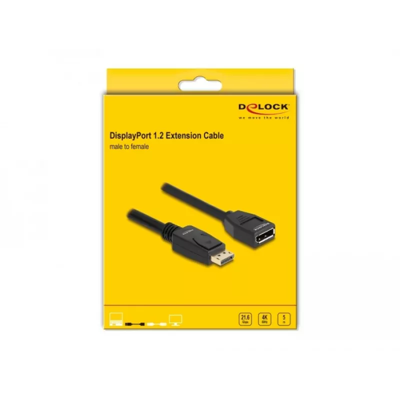 DeLOCK DisplayPort 1.2 pagarinātāja kabelis 4K 60 Hz 5 m