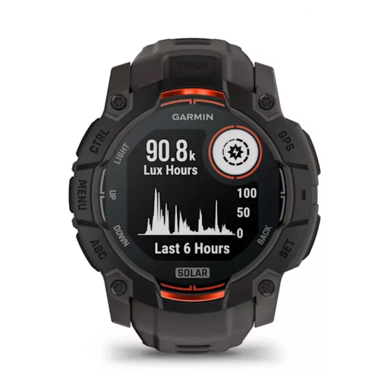 Garmin Instinct 3 Solar GPS viedpulkstenis 1,3 collu MIP 176x176 skārienekrāns melnā krāsā