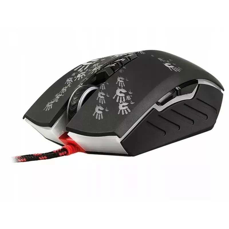 Spēļu pele A4Tech BLOODY A60 — optiska, piemērota abām rokām, 6200 DPI, USB Type-A, 8 pogas, melna